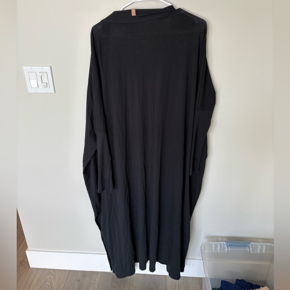 LUNYA Organic Pima Cotton Long Duster Cardigan Black One Size - Picture 5 of 9